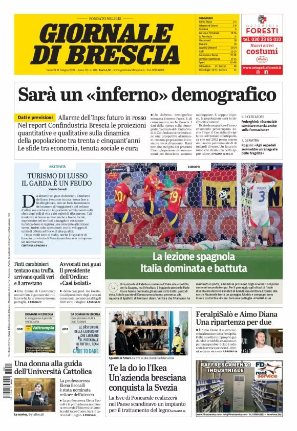 Prima-pagina-giornale di brescia-oggi-edizione-del-2024-06-21